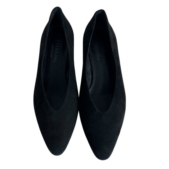 Everlane The V Heel in Black Suede Leather Square Heel Italian Pumps Size 5 ½ - Picture 1 of 12